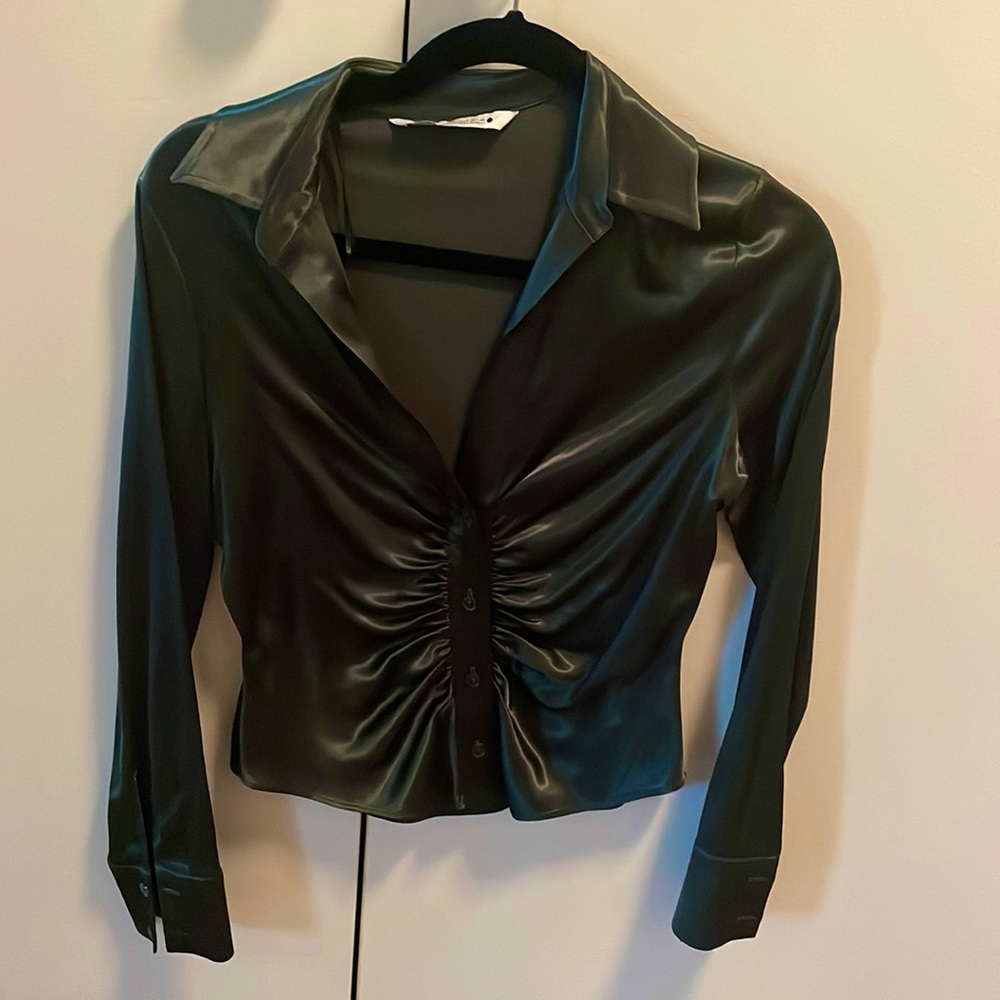 Silk Fall Green Ruched Top